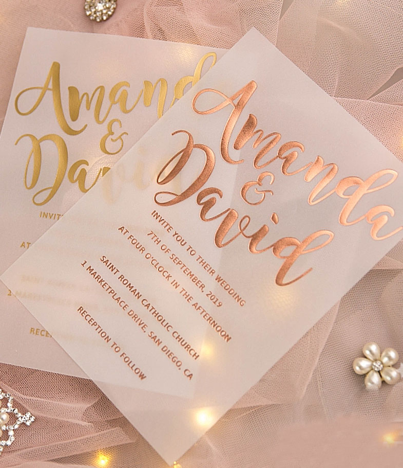 Chic Vellum Foil Wedding Invitation